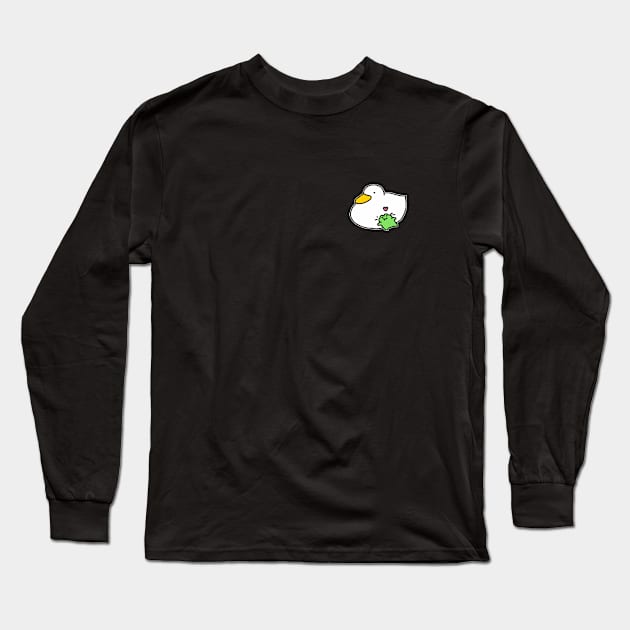 Cute Duck Friend Pillow Long Sleeve T-Shirt by Comrade Jammy